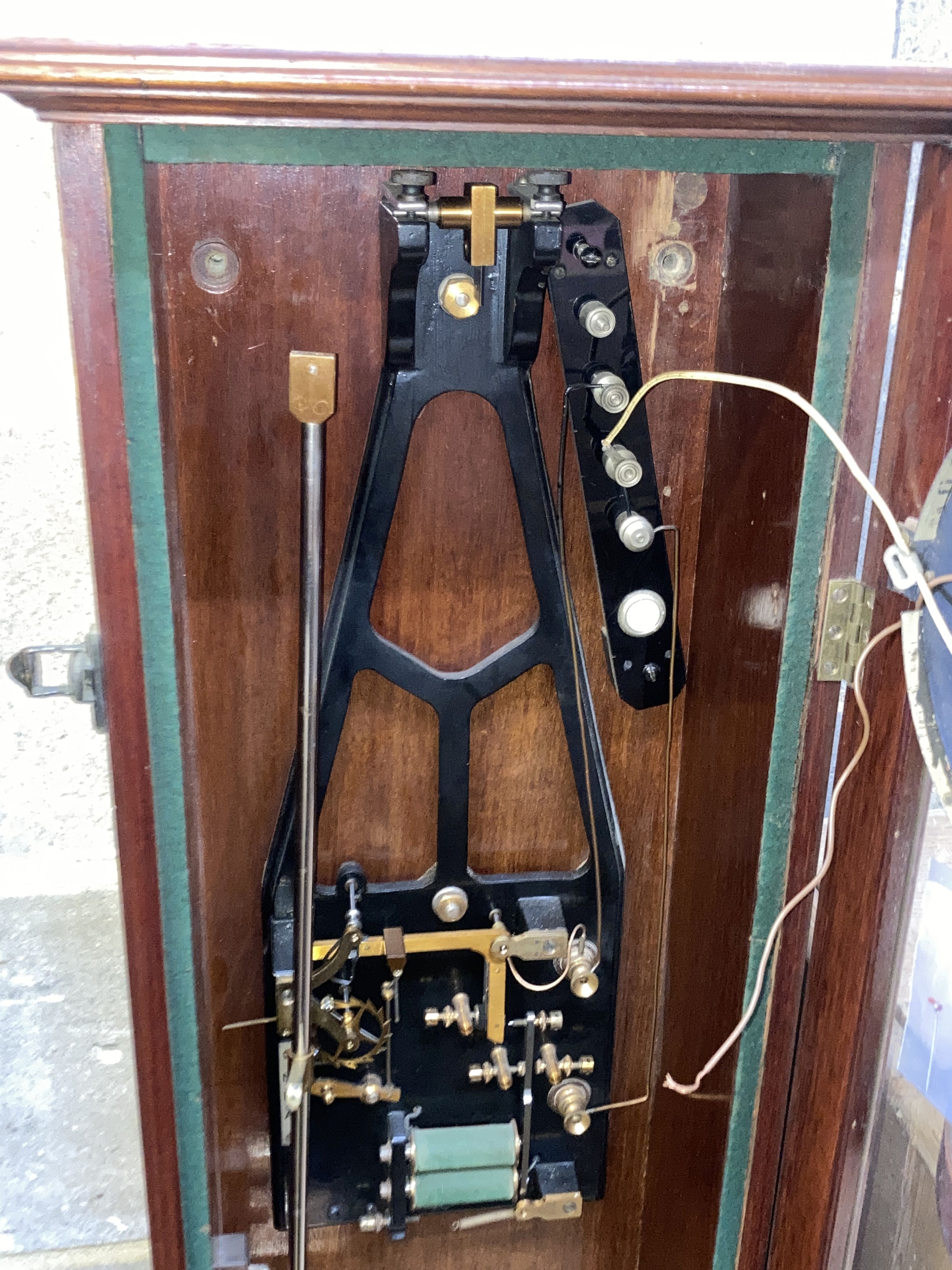 A Synchronome electric mahogany cased pendulum master clock, height 127cm together with a slave dial